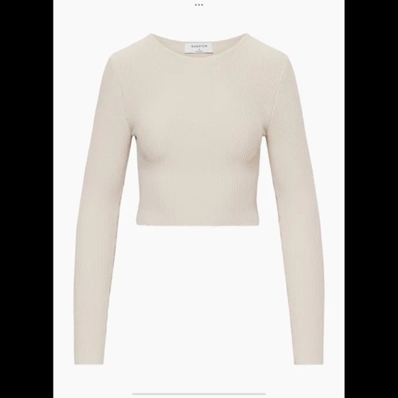Aritzia Babaton Sculpt Knit Crew Cropped Longsleeve (2XS, Matte Pearl) - Picture 1 of 1